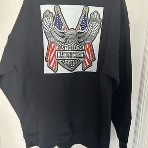 BIG & TALL Gildan heavy duty Black Sweatshirt with Eagle and Flags Graphic